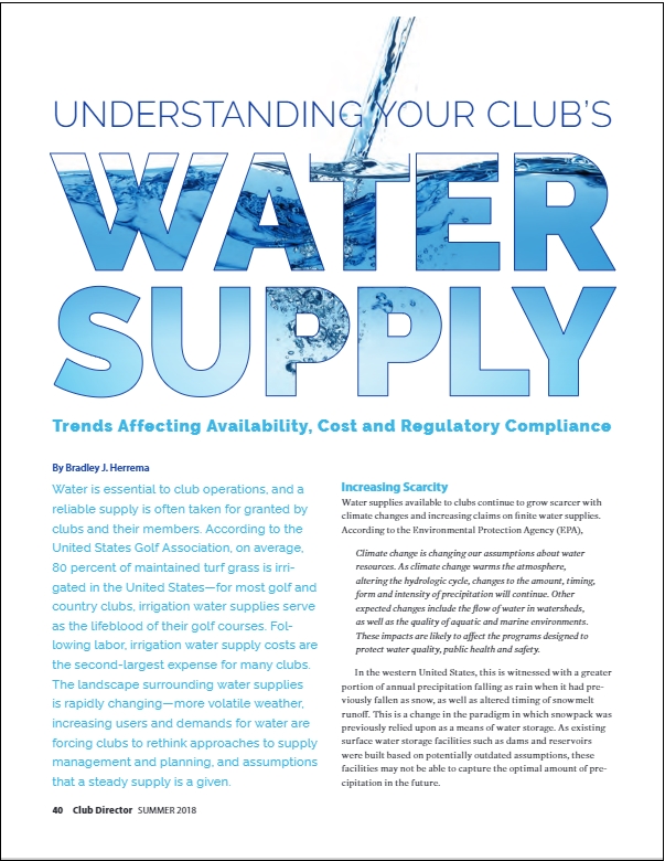 Understanding Your Club's Water Supply